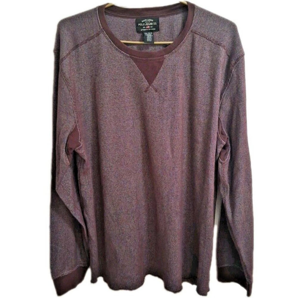 Polo Ralph Lauren Red Long Sleeve Thermal Waffle Red XXL Crew Neck Pullover